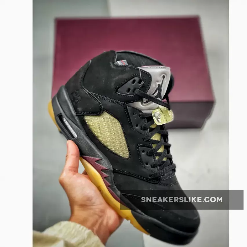 A Ma Maniére x Air Jordan 5 Black/Burgundy Crush-Pale Ivory Ma Crush