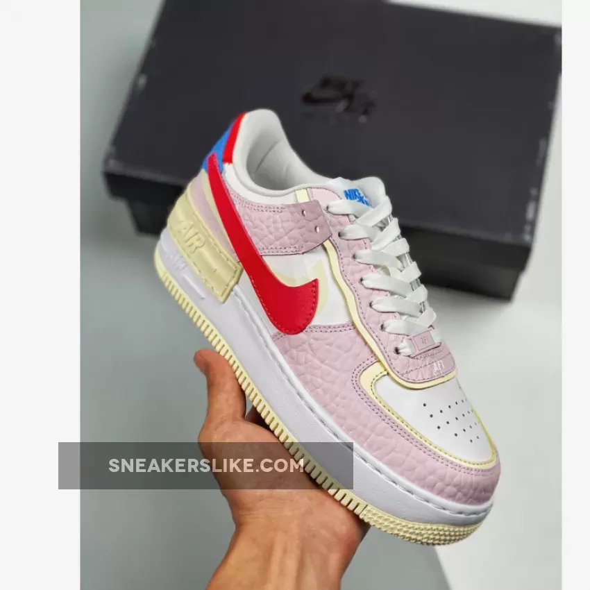 Nike Air Force 1 Shadow Pink White Yellow Red #air force one shadow pink