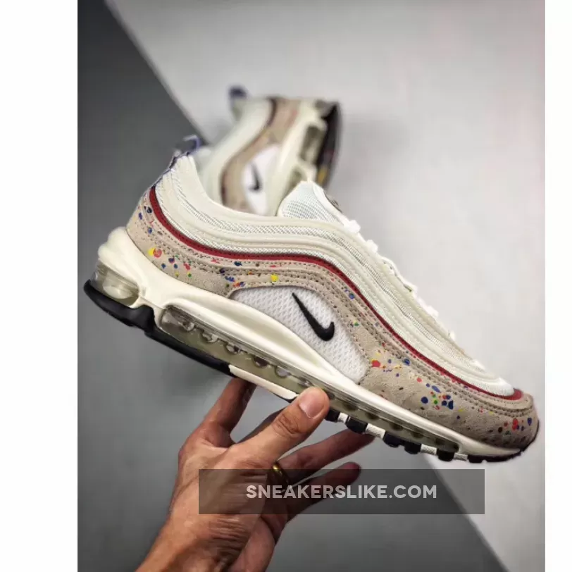 Nike Air Max 97 'Paint Splatter' Sail/Black-University Red / air max 97 paint splatter