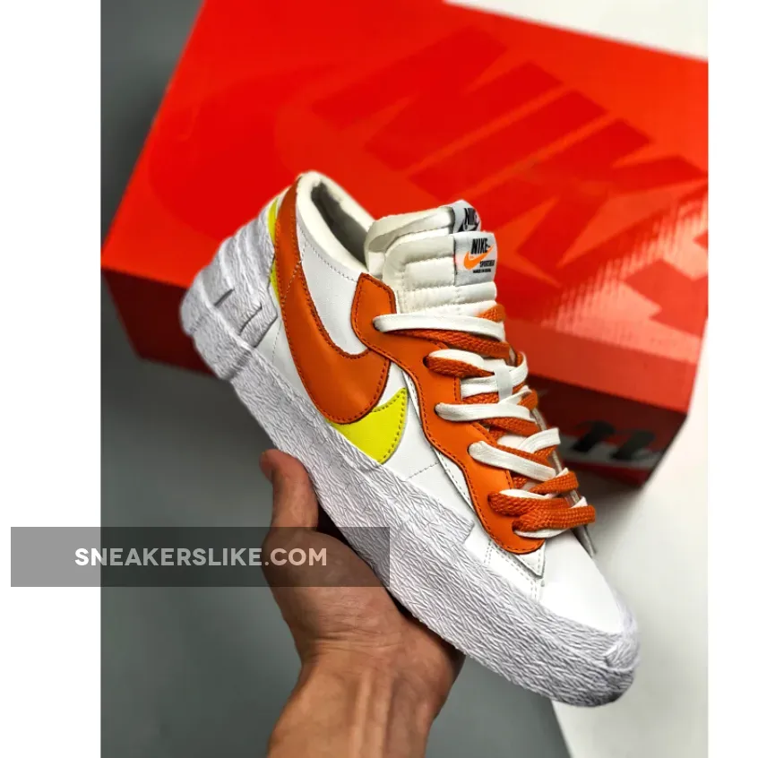 Sacai x Nike Blazer Low White/Magma Orange DD1877-100 / nike blazer low x sacai magma orange