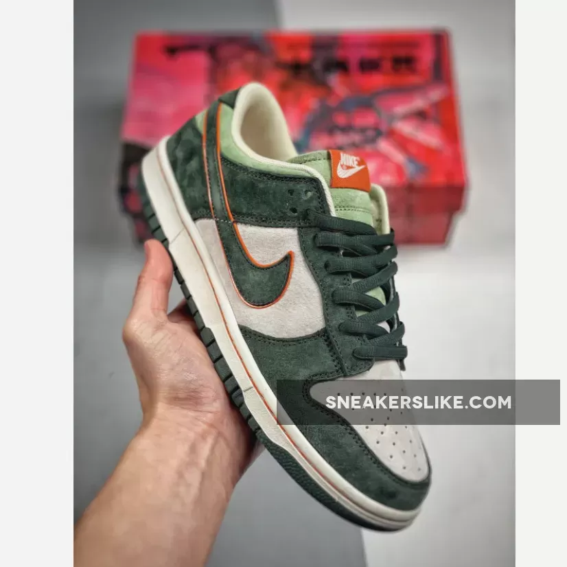 Nike Dunk Low Grey Suede/Green / nike dunk green suede