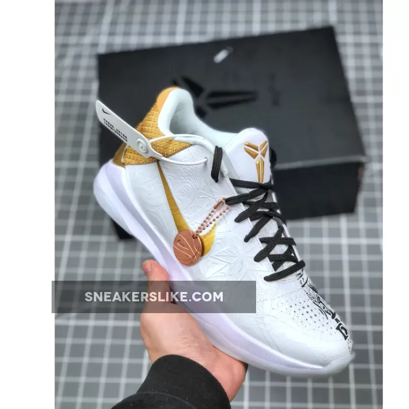Nike Kobe 5 Protro 'Big Stage' White/Metallic Gold-Black CT8014-100 Kobe White And Gold