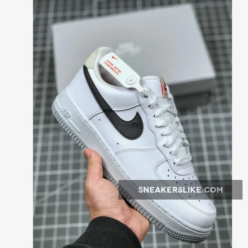 Nike Air Force 1 Low White/Black-Light Bone-Ember Glow / black and light bone