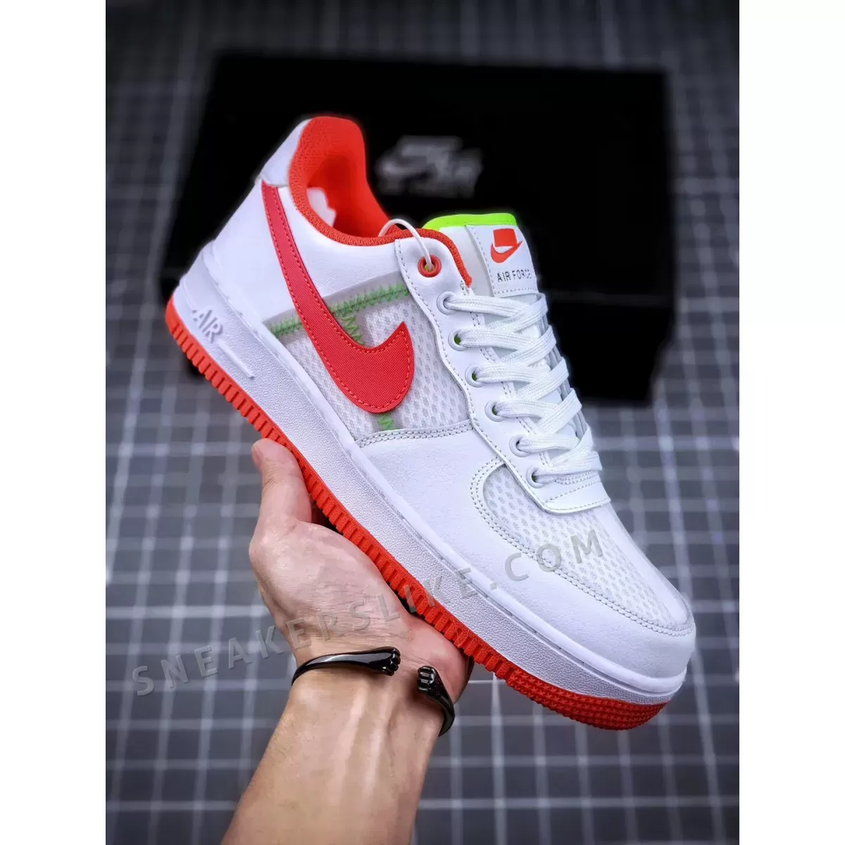 Nike Air Force 1 White/Bright Crimson-Barely Volt CI0060-102 New Releases