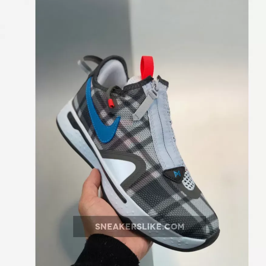 Nike PG 4 'Plaid' Football Grey/Laser Blue-Light Smoke Grey Pg 4 Grey