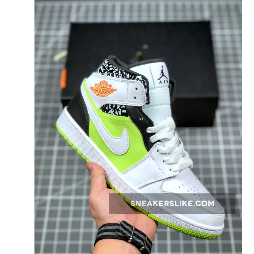 Jordan 1 Mid Composition Notebook White 554725-870 Orange And White Low Jordan 1