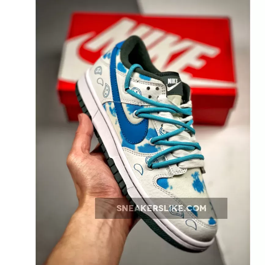 Custom Nike Dunk Low White Blue Brand New