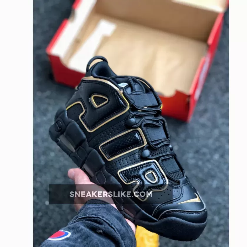 Mens Shoes Nike Air More Uptempo France Black/Gold AV3810-001 Online