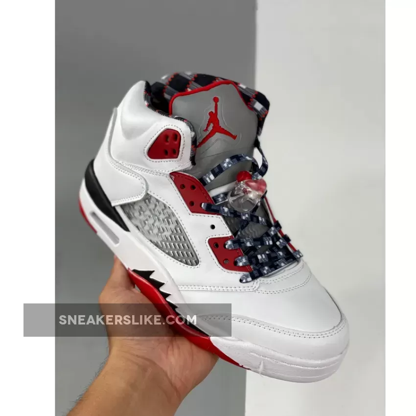Air Jordan 5 'Quai 54' White/University Red-Black DJ7903-106 #jordan 5 quai