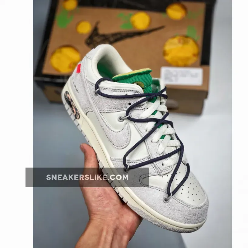 Off-White x Nike Dunk Low '20 of 50' Grey Sail Green - dunk low gridiron