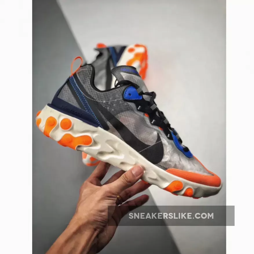 Nike React Element 87 'Thunder Blue/Total Orange' AQ1090-004 Brand New