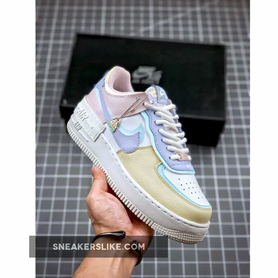 Ladies Nike Air Force 1 Shadow White/Light Blue #air force shadow pastel