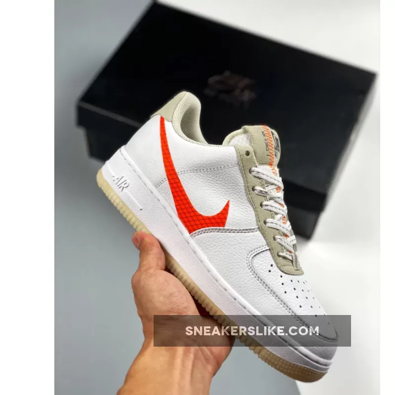 Nike Air Force 1 07 LV8 White Orange CD0888-100 - nike big swoosh air max