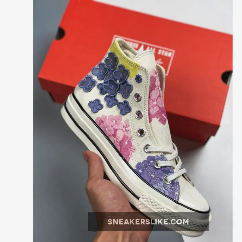 Converse Chuck 70 High 'Floral' Beige/Yellow/Purple Canvas - purple and yellow converse