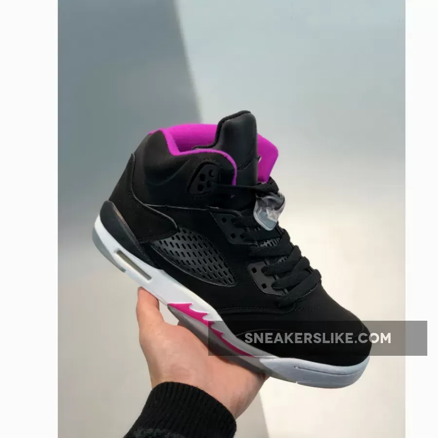 Air Jordan 5 Retro GS 'Deadly Pink' Black/Deadly Pink-White / white and pink jordan 5