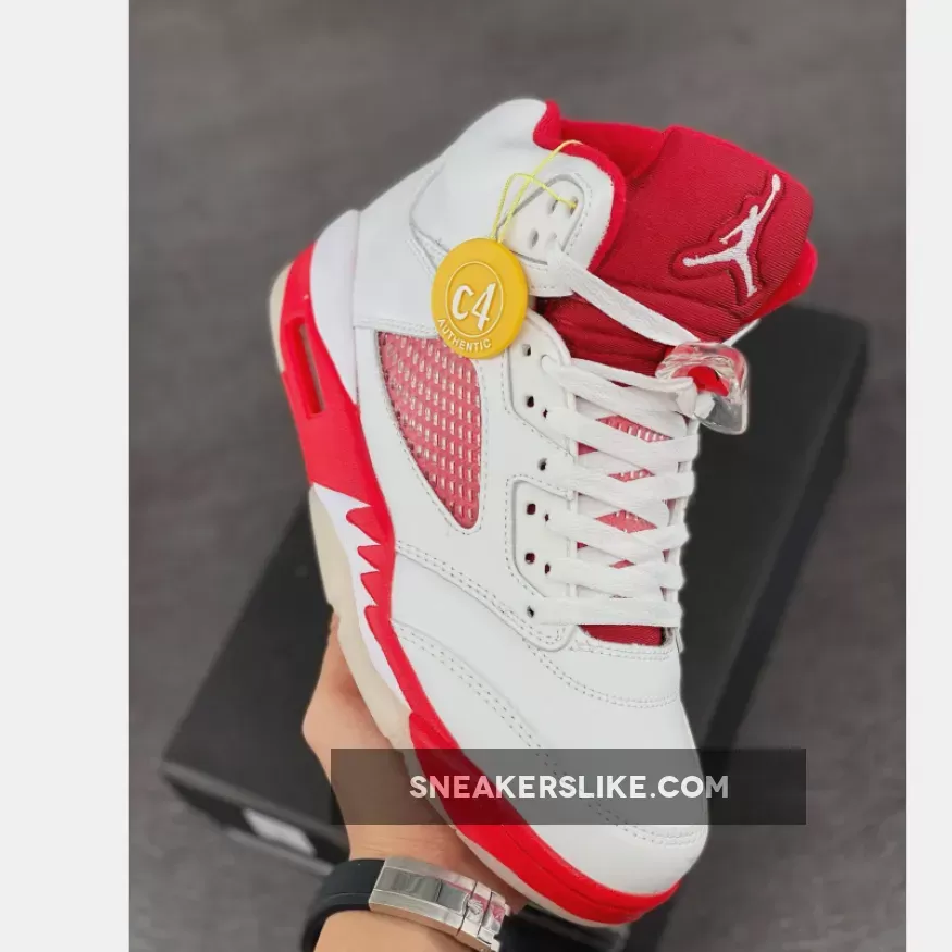 Baskets Air Jordan 5 White/Pink Foam-Gym Red pas cher Homme et Femme / jordan 5 pink and white
