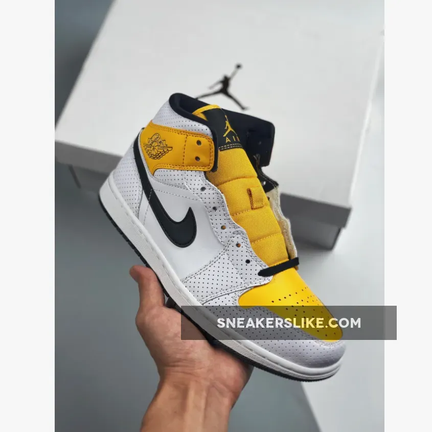 Jordan 1 Mid Laser Orange BQ6472-107 / air jordan 1 mid white university gold