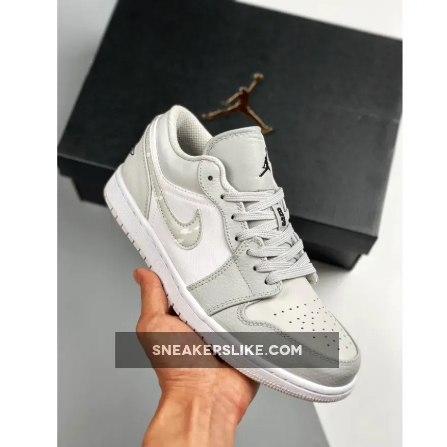 Air Jordan 1 Retro Low 'White Camo' Unisex DC9036-100 White/Photon Dust-Grey Fog AJ1 air jordan 1 low camo