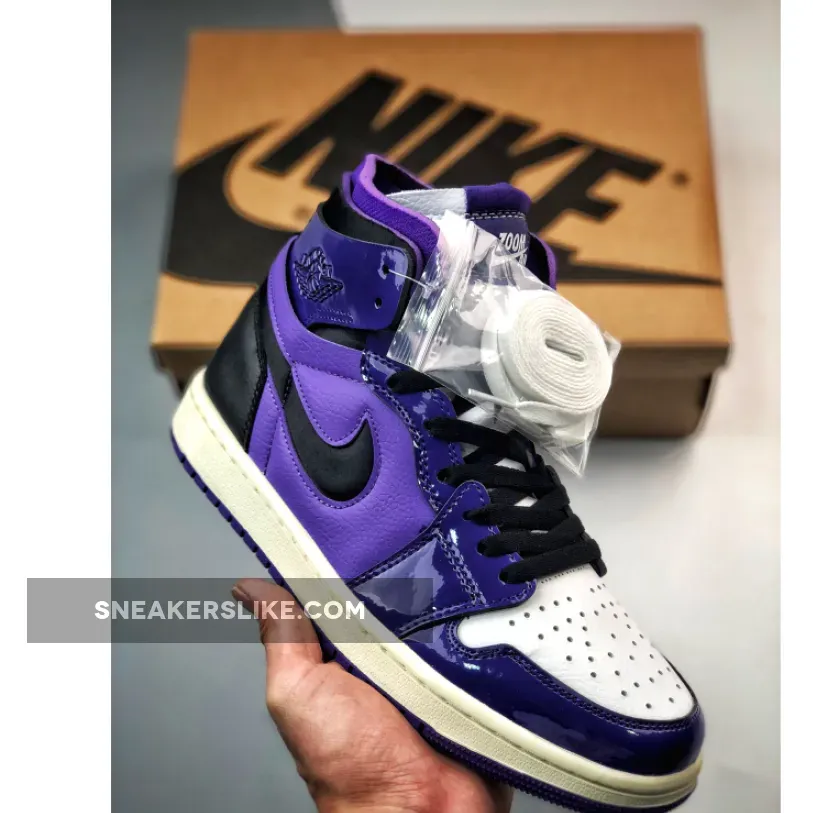 Air Jordan 1 Zoom Comfort 'Purple Patent' Purple/Black-White / purple black and white jordans