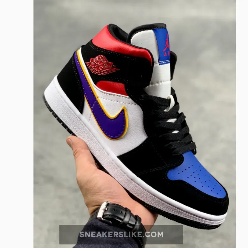 Air Jordan 1 Mid 'What The' Field Purple/White-Gym Red / purple yellow and white jordan 1