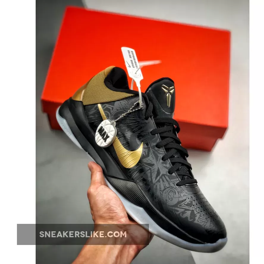 Nike Zoom Kobe 5 'Big Stage Away' Black/Metallic Gold-White 386429-008 Kobe 5 Big Stage