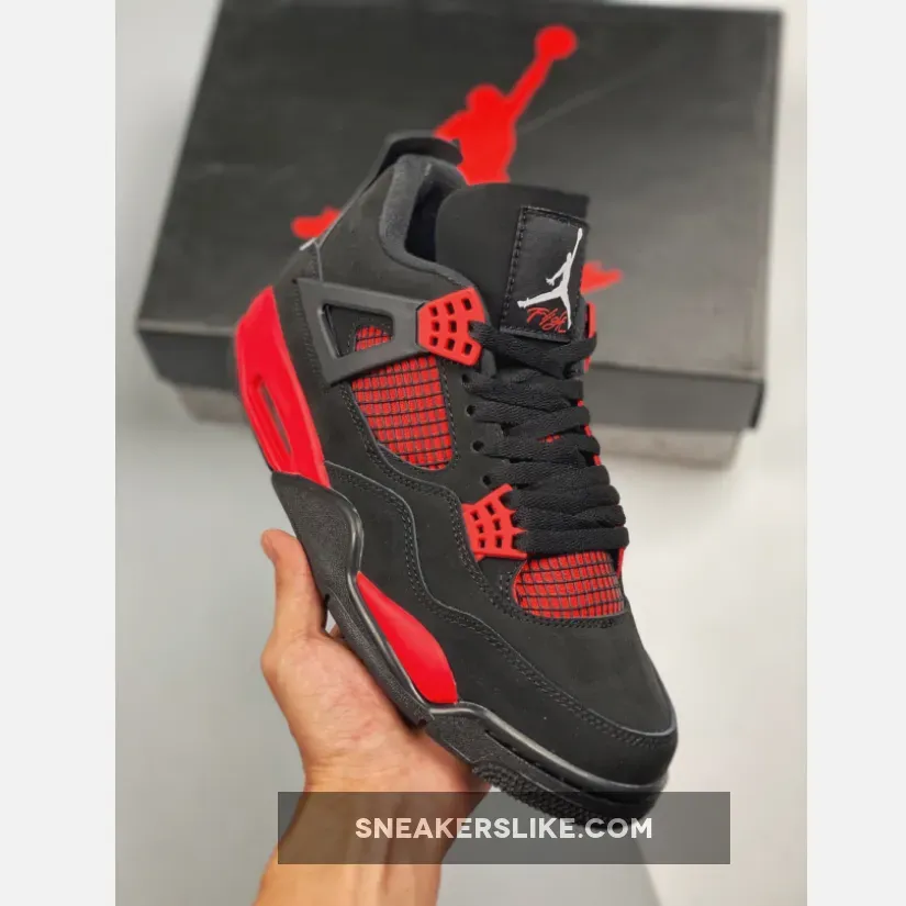 Air Jordan 4 Thunder Black/White-Red AJ4 #jordan 4 retro goat
