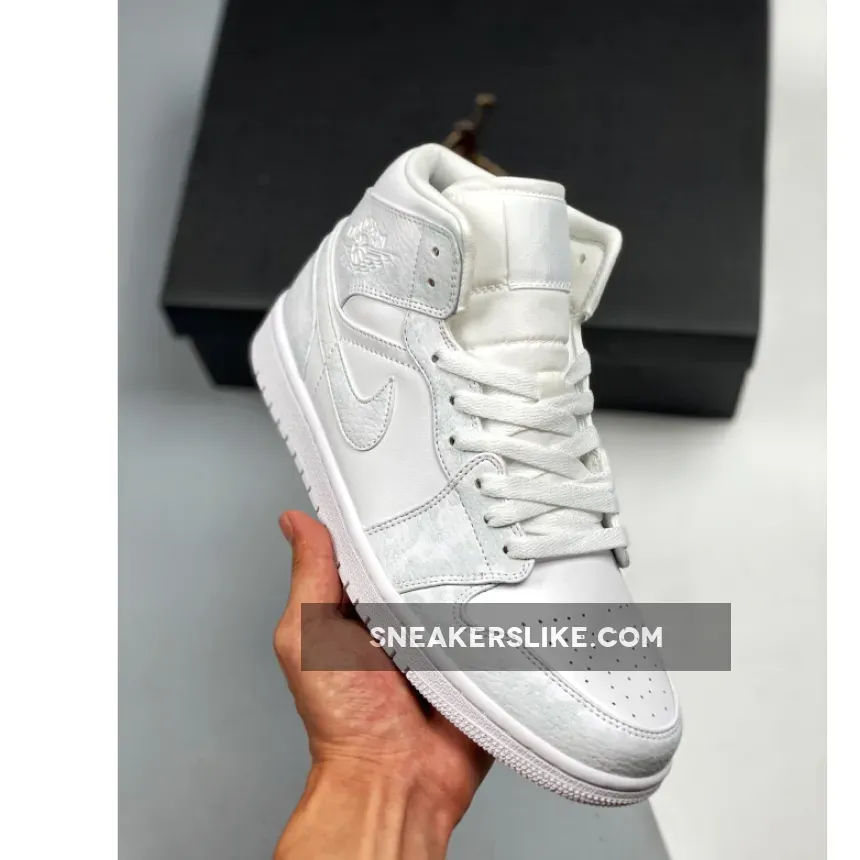 Jordan 1 Mid Triple White 554724-130 air jordan 1 all white