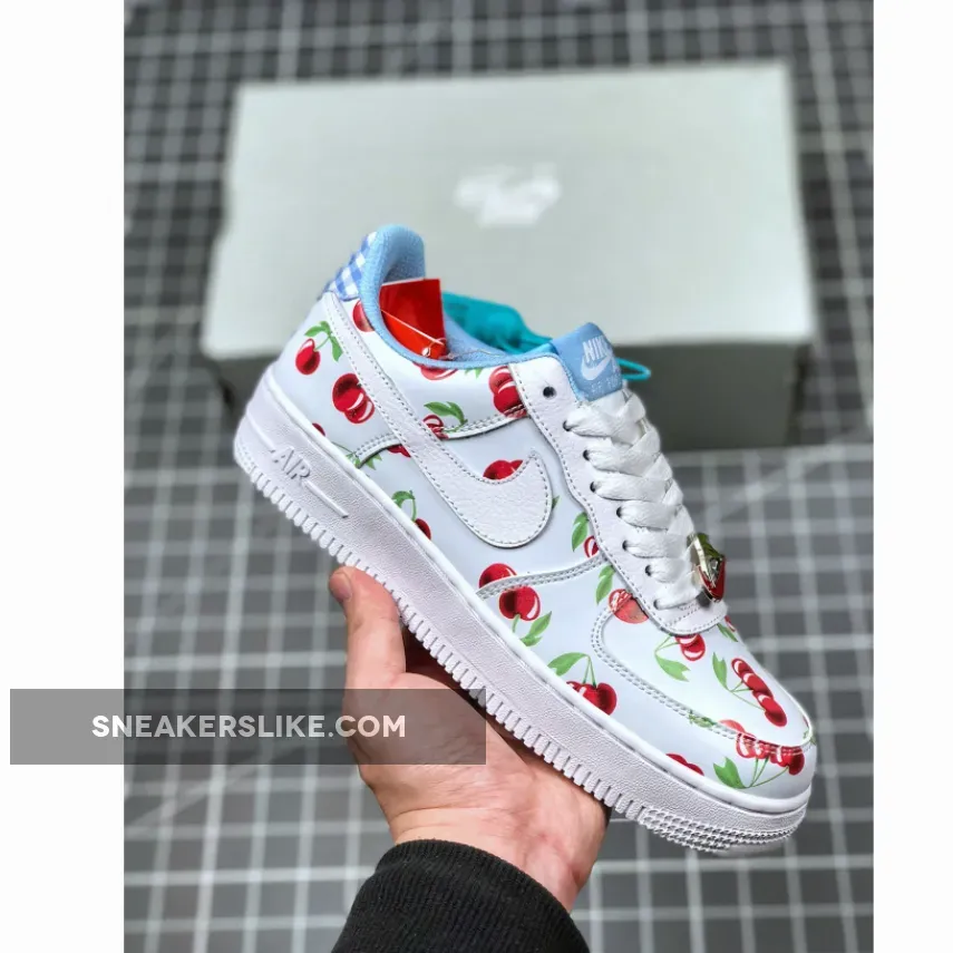 Nike Air Force 1 Low GS 'Cherry' White/University Blue-Track Red Cherry Air Force