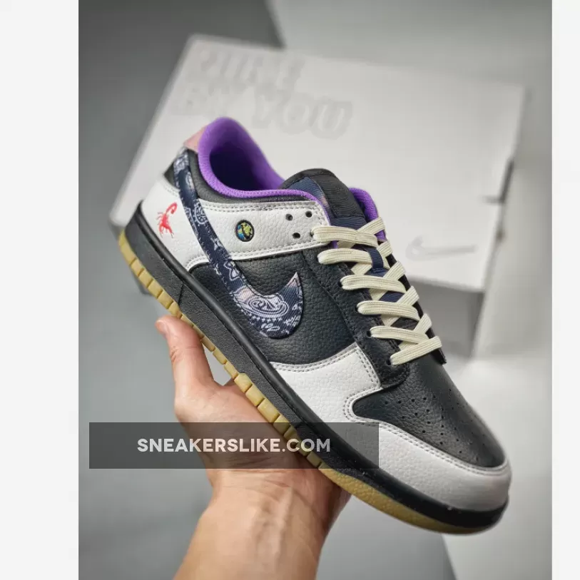 Custom Nike Dunk Low Black White Purple 1680452868 Online