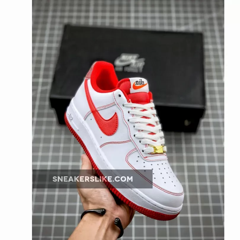 Nike Air Force 1 Low 'First Use' White/Bright Red-Burgundy / da8478