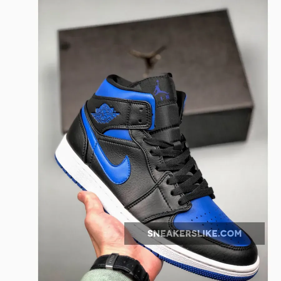 Air Jordan 1 Mid 'Royal Black Blue' - blue & black jordan 1
