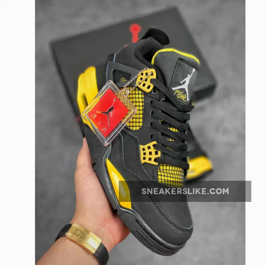 Air Jordan 4 'Thunder' Black/Tour Yellow yellow jordan retro 4