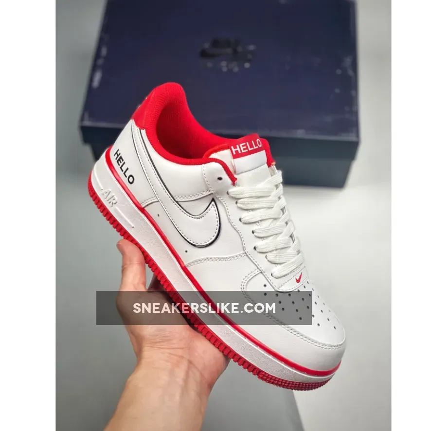 Nike Air Force 1 Hello White University Red CZ0327-100 / air force 1 red black