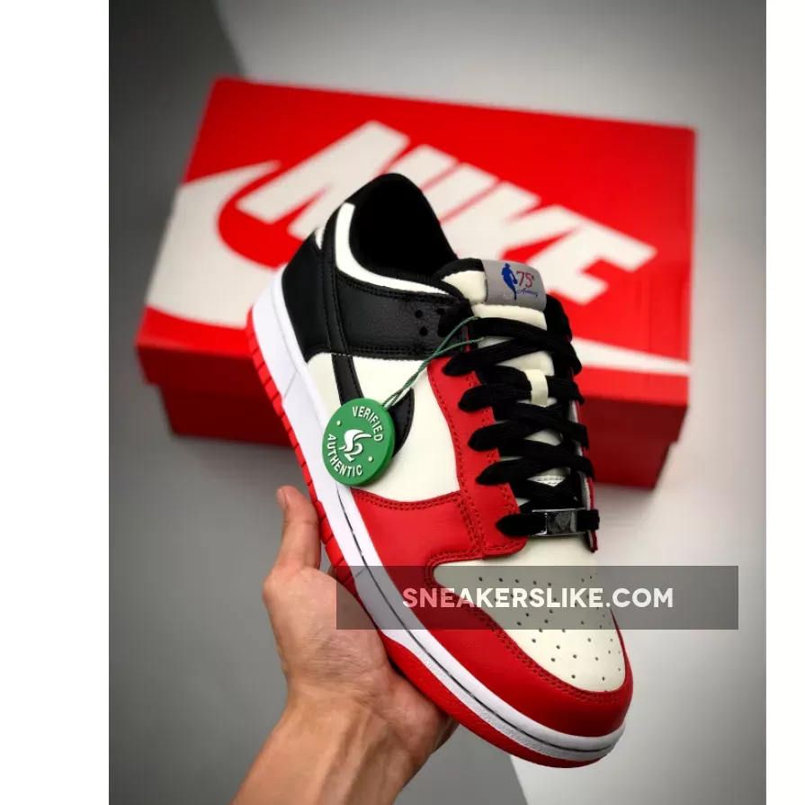 NBA x Nike Dunk Low EMB 'Chicago' Sail/Black-Chile Red DD3363-100 nike dunk low nba bulls