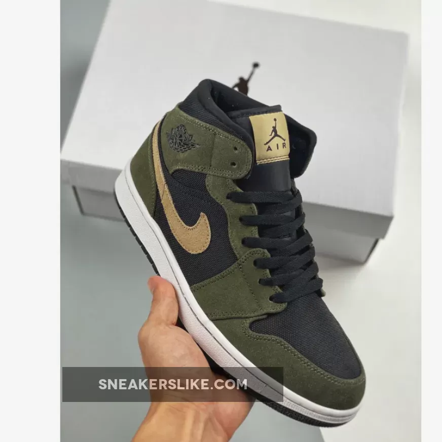 Air Jordan 1 Mid 'Military' Olive Green BQ6472-030 #nike air jordan olive