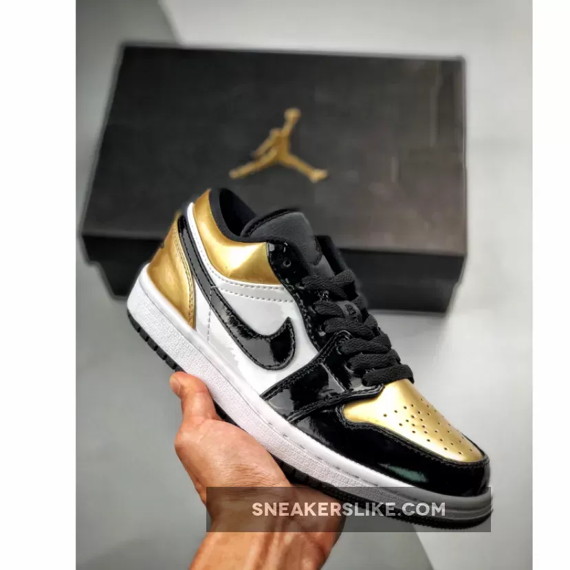 Air Jordan 1 Low 'Gold Toe' Unisex CQ9447-700 Black/Gold-Black AJ1 - jordan low gold