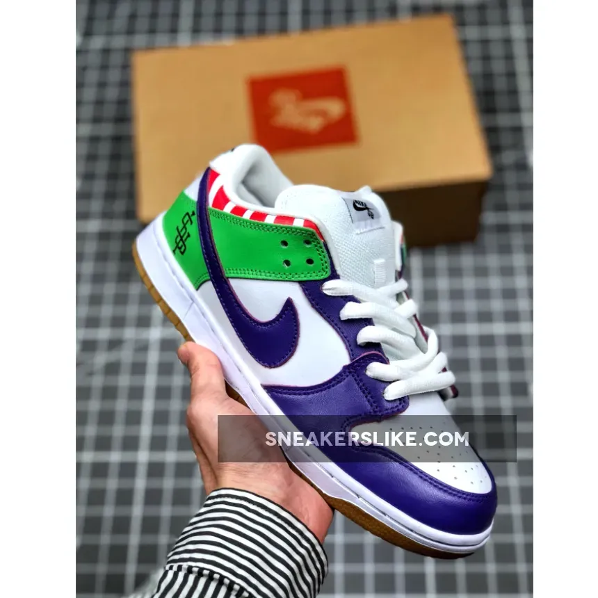 Nike SB Dunk Low White Purple Green Outlet
