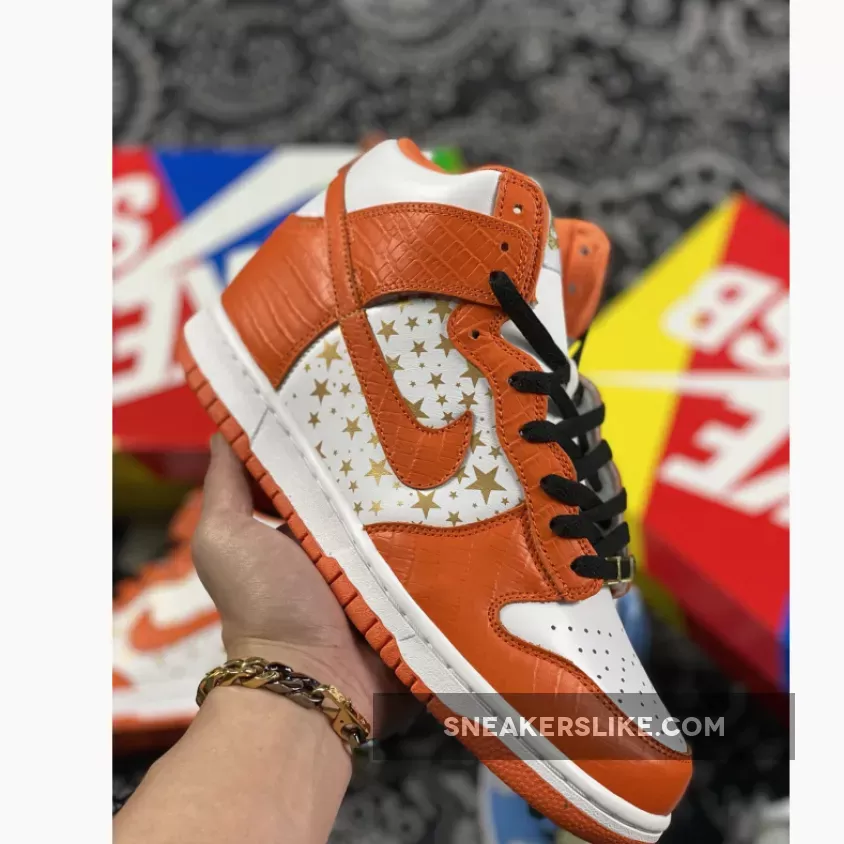 Supreme X Nike SB Dunk High Pro 'Orange Stars' 307385-181 Outlet