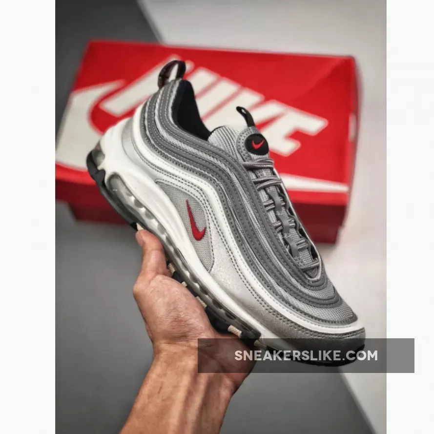 Nike Air Max 97 OG 'Silver Bullet' Metallic Silver/Varsity Red #air max 97 goat