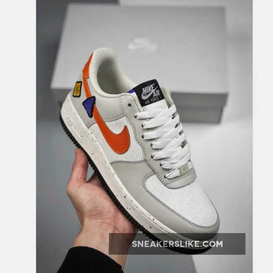 Nike Air Force 1 Low Light Bone/Sail-White-Blue Stone-Starfish Orange #air force 1 light bone white