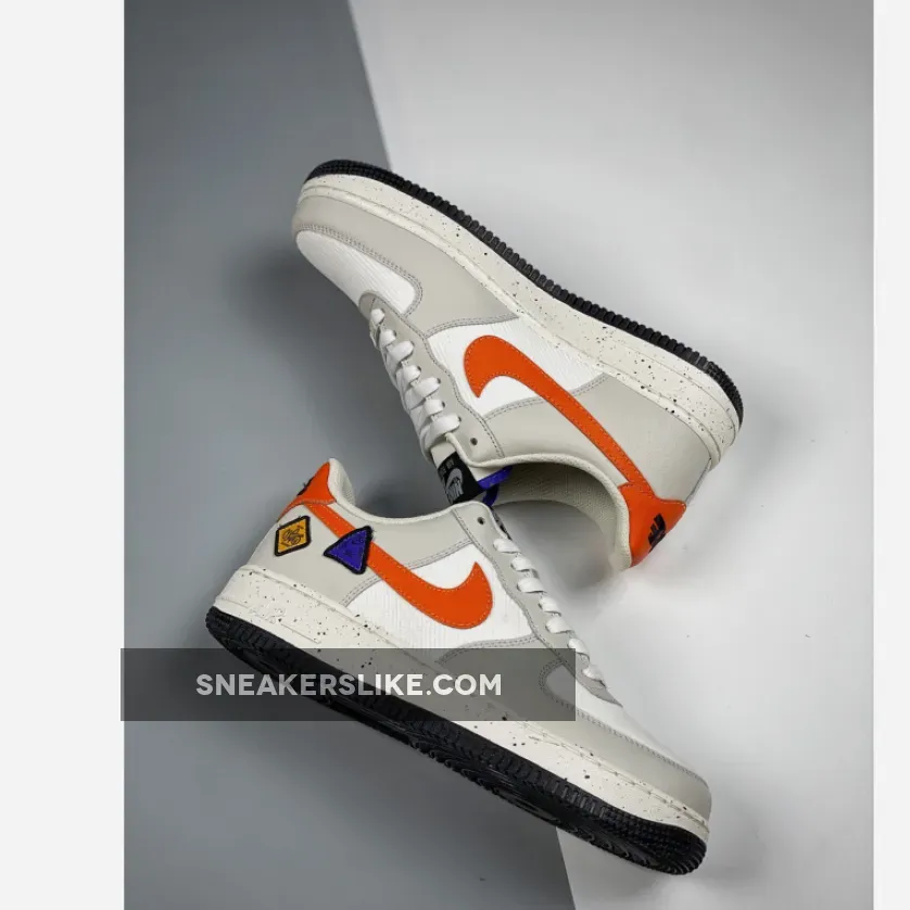 Nike Air Force 1 Low Light Bone/Sail-White-Blue Stone-Starfish Orange #air force 1 light bone white