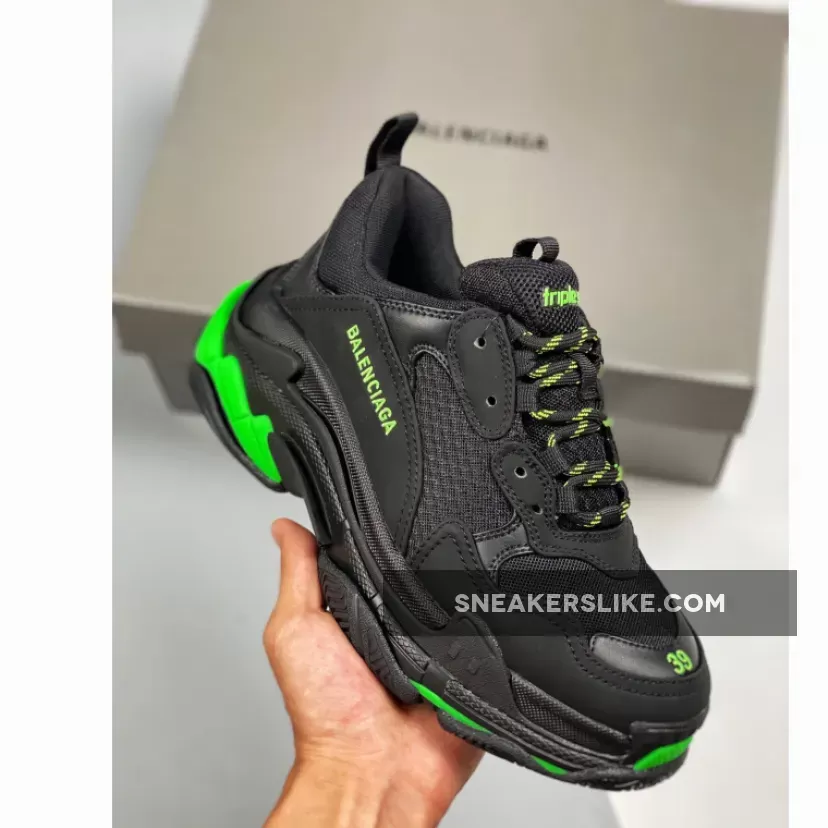 Balenciaga Triple S Black Green #balenciaga triple black