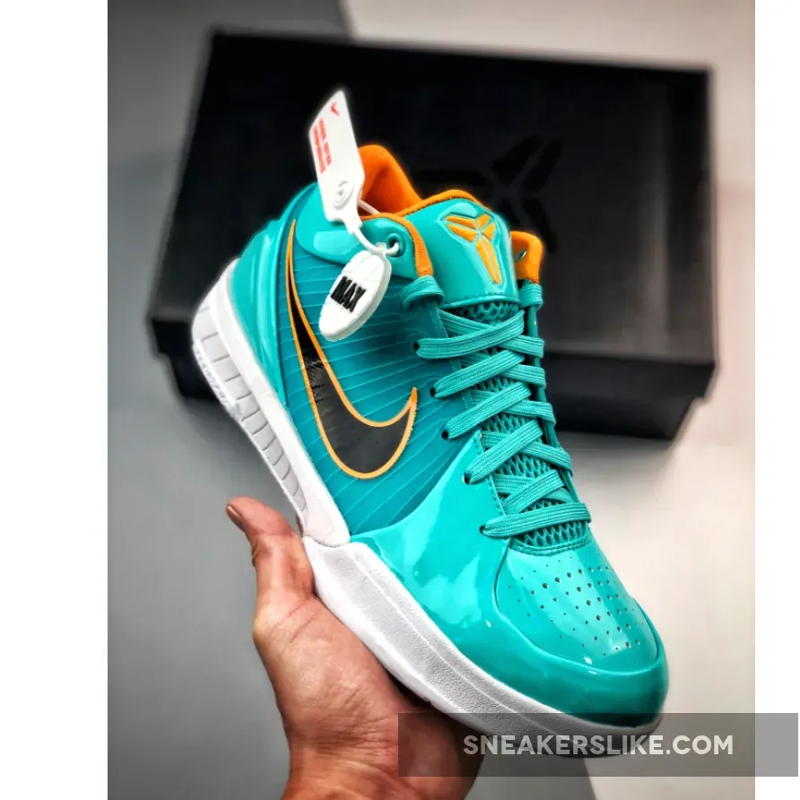 Undefeated x Nike Kobe 4 Protro 'Spurs' Hyper Teal/Mango-White / teal kobes