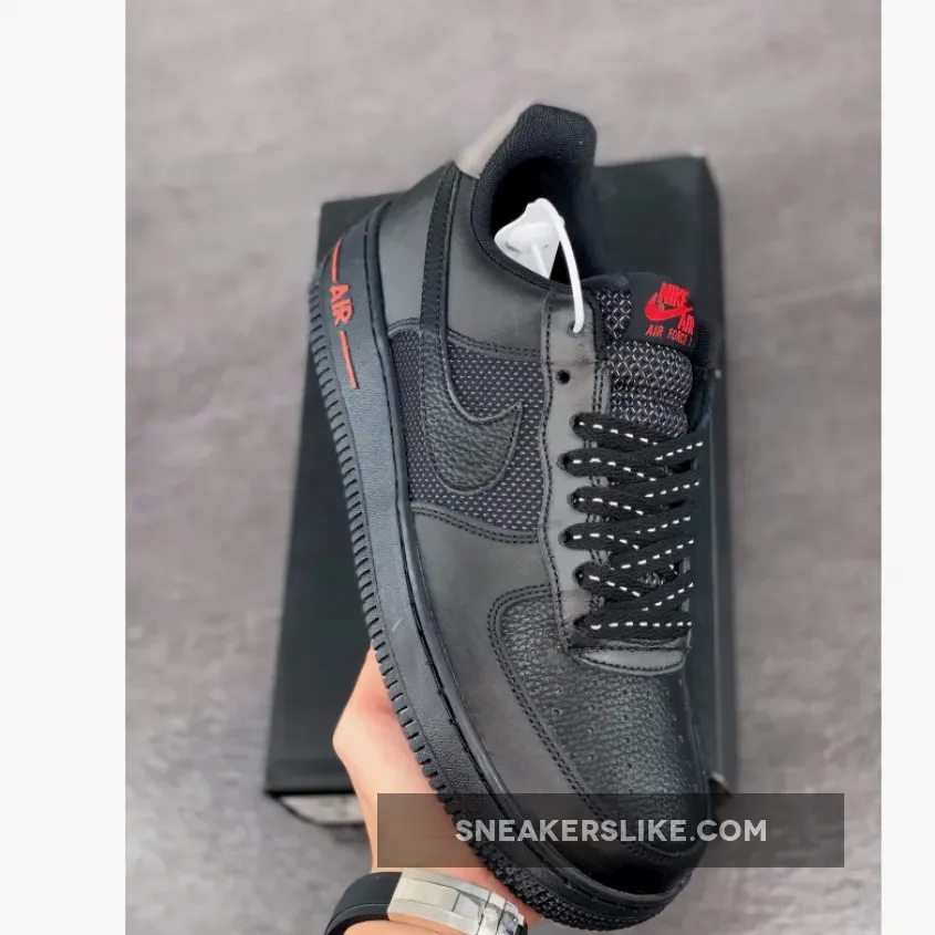 Nike Air Force 1 Low Black/Red with Reflective Accents #red and black air forces