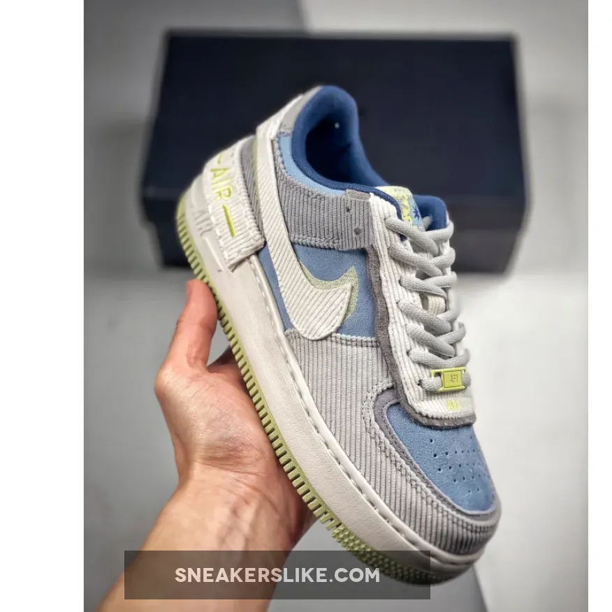 Nike Air Force 1 Shadow Bright Side White/Grey-Blue DQ5075-411 / nike af1 shadow