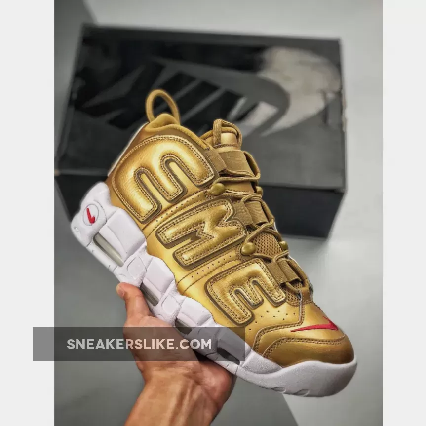 Supreme x Nike Air More Uptempo Metallic Gold/White Gold Supreme Uptempo