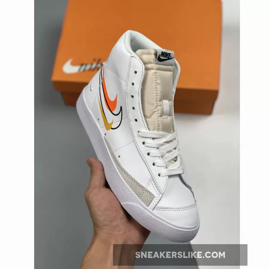 Nike Blazer Mid 77 Multi Swoosh White Team Orange DN7996-100 #nike blazer charms