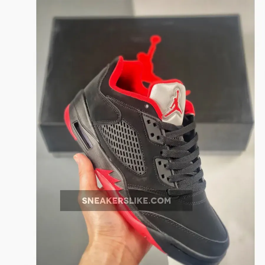 Air Jordan 5 Low "Alternate 90" Black/Gym Red-Metallic Hematite