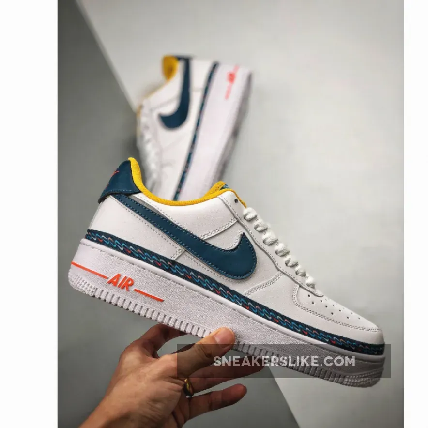 Nike Air Force 1 Low 'Swoosh Chain' White Blue Orange / nike air force 1 chains