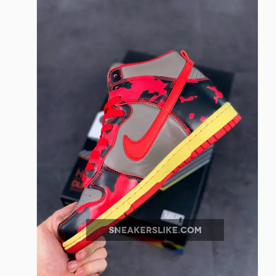 Nike Dunk High 1985 'Red Acid Wash' University Red/Chile Red - red acid wash dunk high